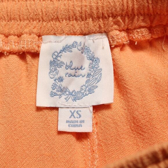 Blue Rain Peach Linen Blend Cropped Wide Leg Pants Drawstring Pockets Size XS - Picture 6 of 10